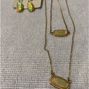 Three piece set, earrings, bracelet and chain